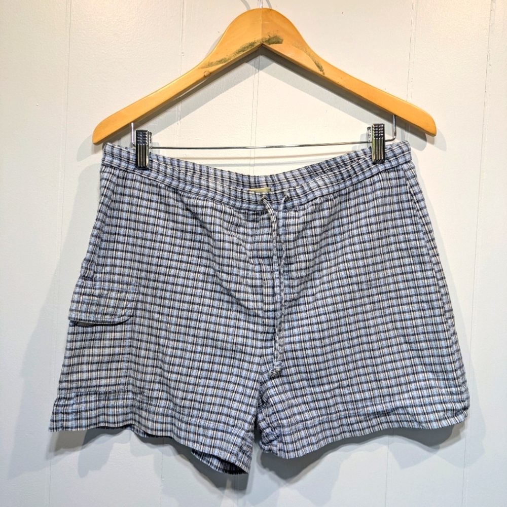 Faded Glory Boxer Cargo Short‎ Vintage 90s Size Medium Plaid Blue